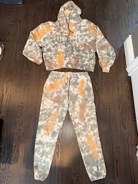 Tie-Dye Jogger Sweatpants - Olive, Tan & Mustard